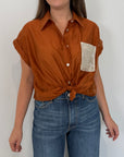 SusyMix - Camicia con tasca paillettes mattone