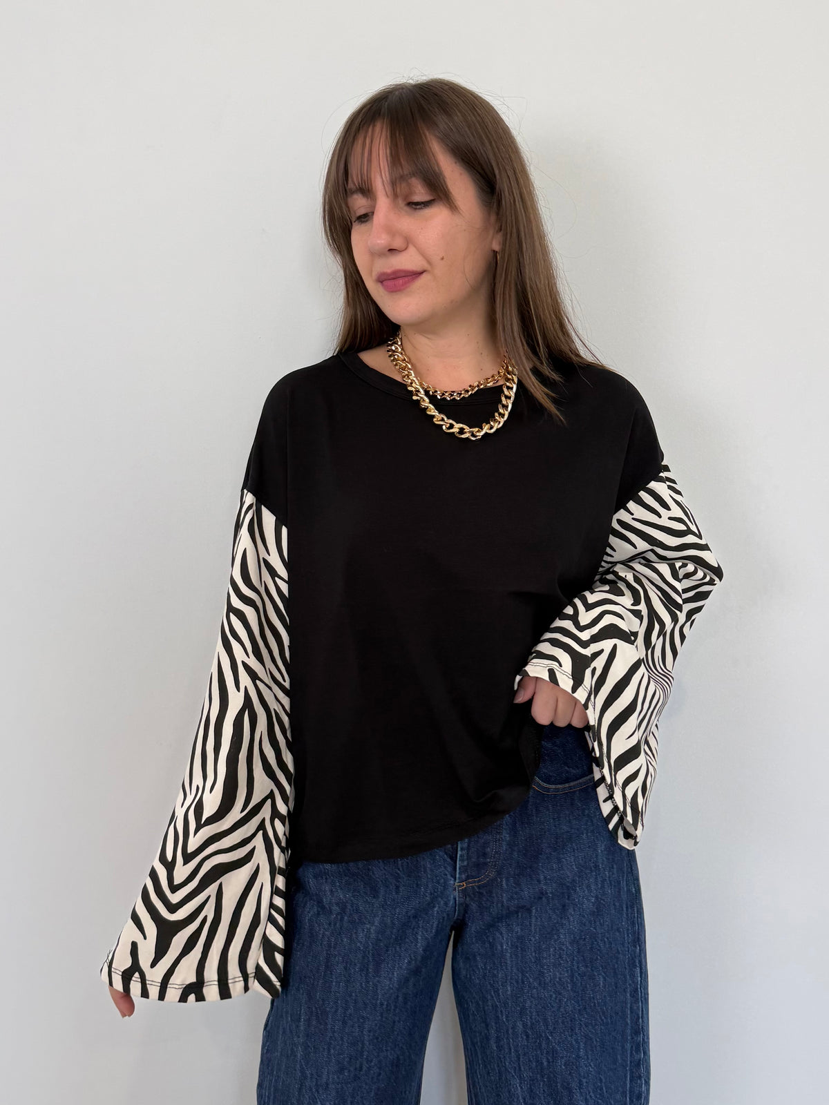Haveone - Maglia campanella nera zebra