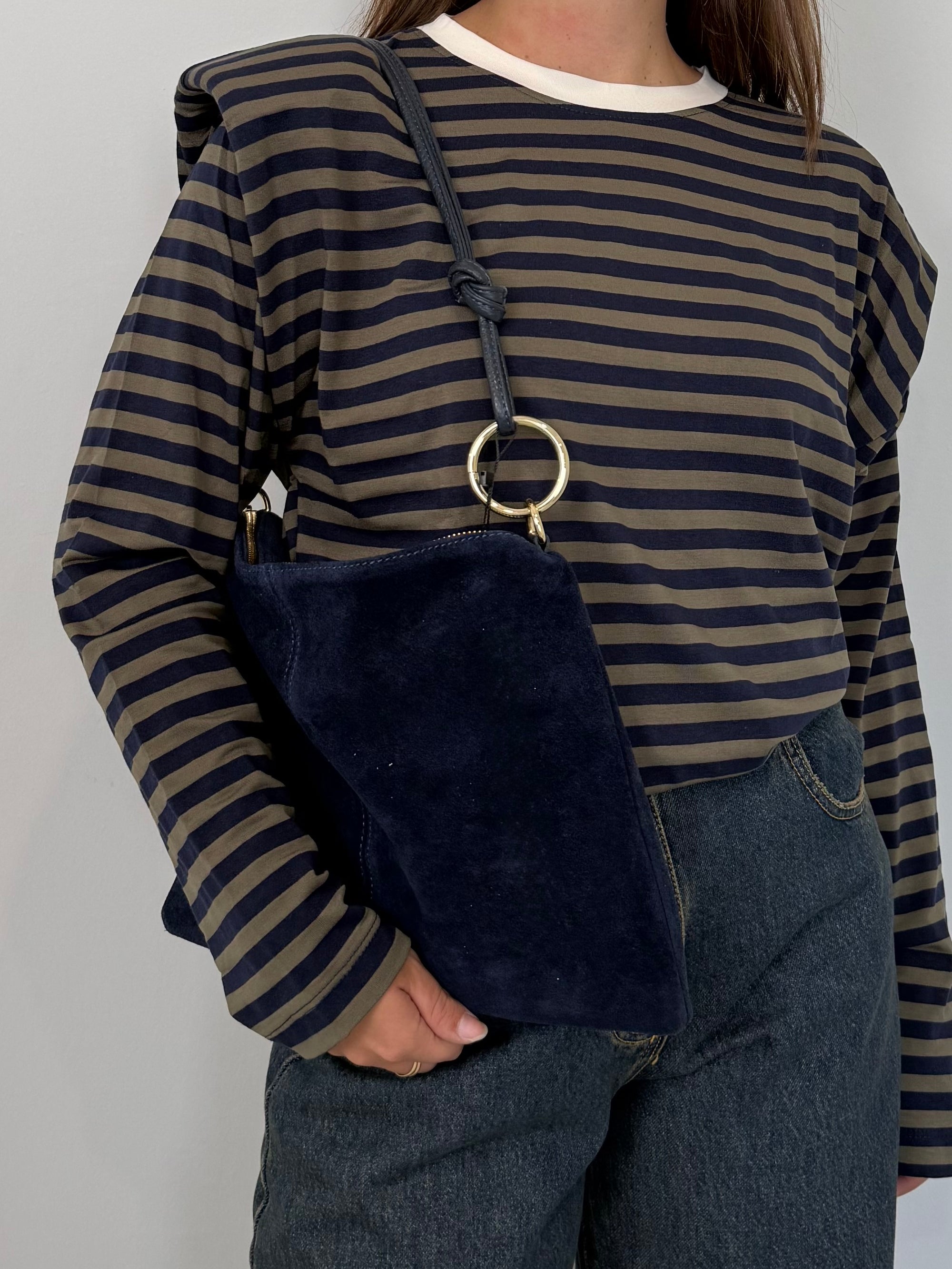 Civico23 - Tracolla anello in vera pelle blu