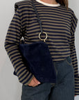 Civico23 - Tracolla anello in vera pelle blu