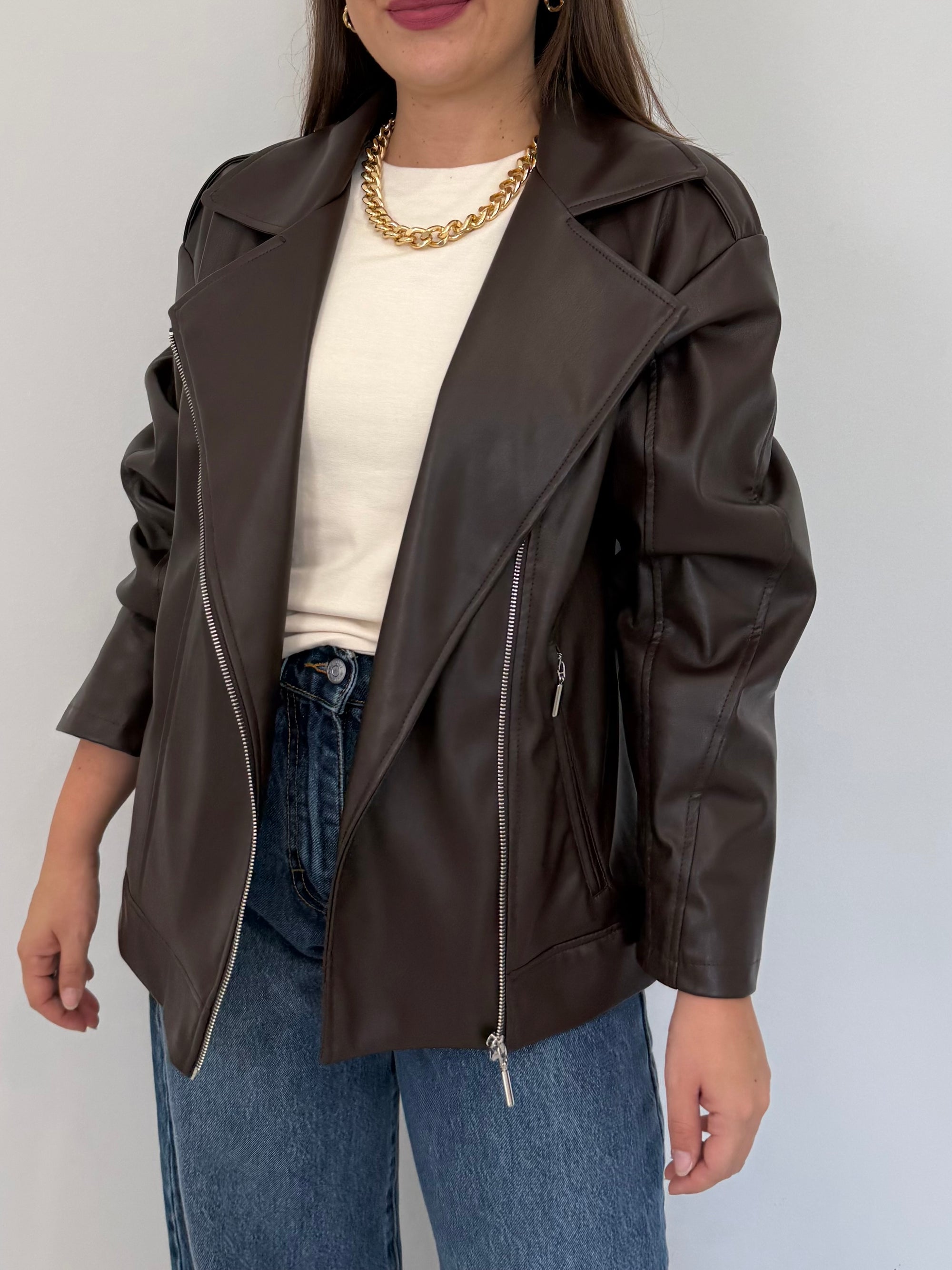 Haveone - Bomber in ecopelle liscia