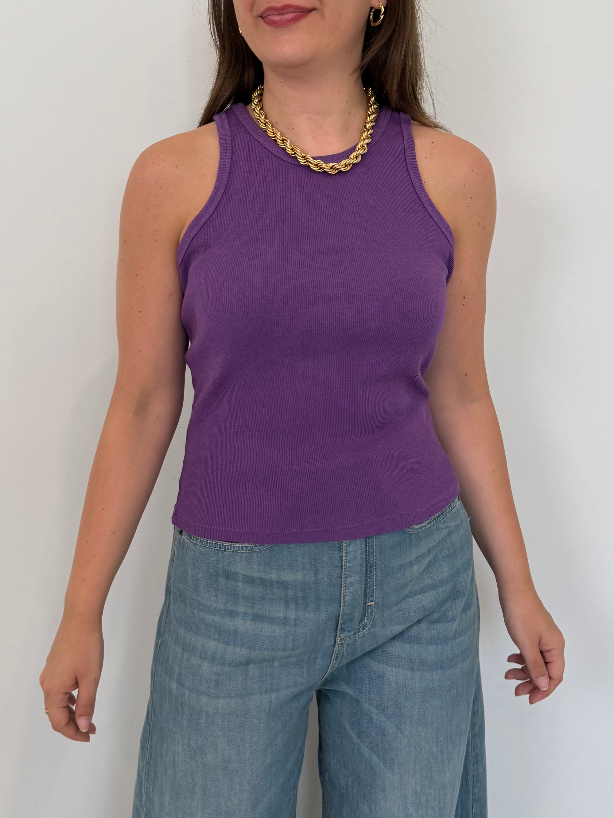 SusyMix- Canotta vogatore costine viola