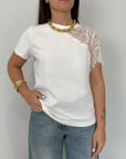 SusyMix - T-shirt con pizzo superiore