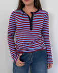Haveone - Maglia serafino righe bordeaux