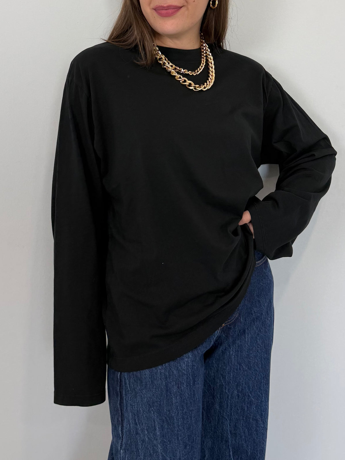 Haveone - Maglia over con spalline nera