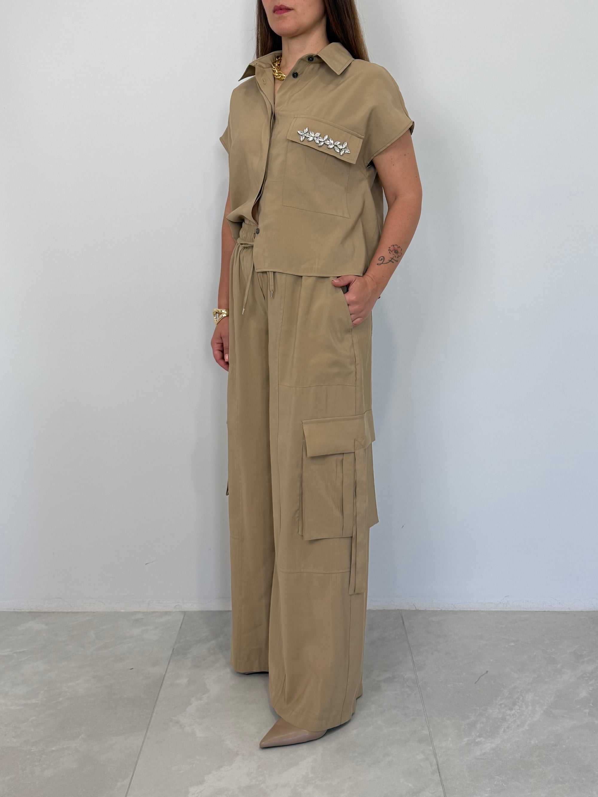Tensione In - Pantalone cupro cargo