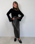 Haveone - Gonna ecopelle con spacco nera