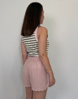 Haveone - Short con ricamo fiori rosa