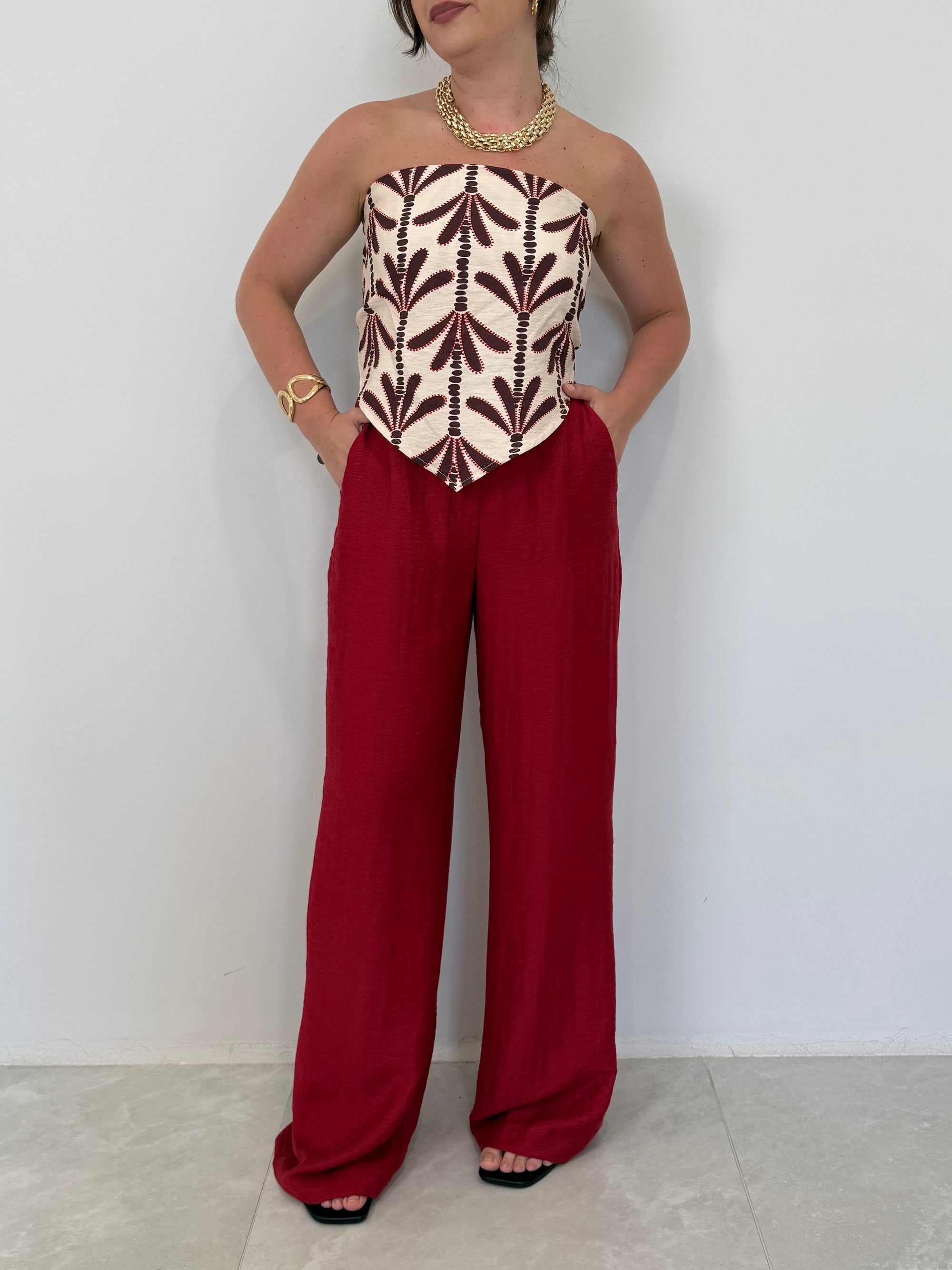 Haveone - Pantalone easy rosso