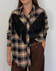 Tensione In - Camicia con frange nera e tabacco