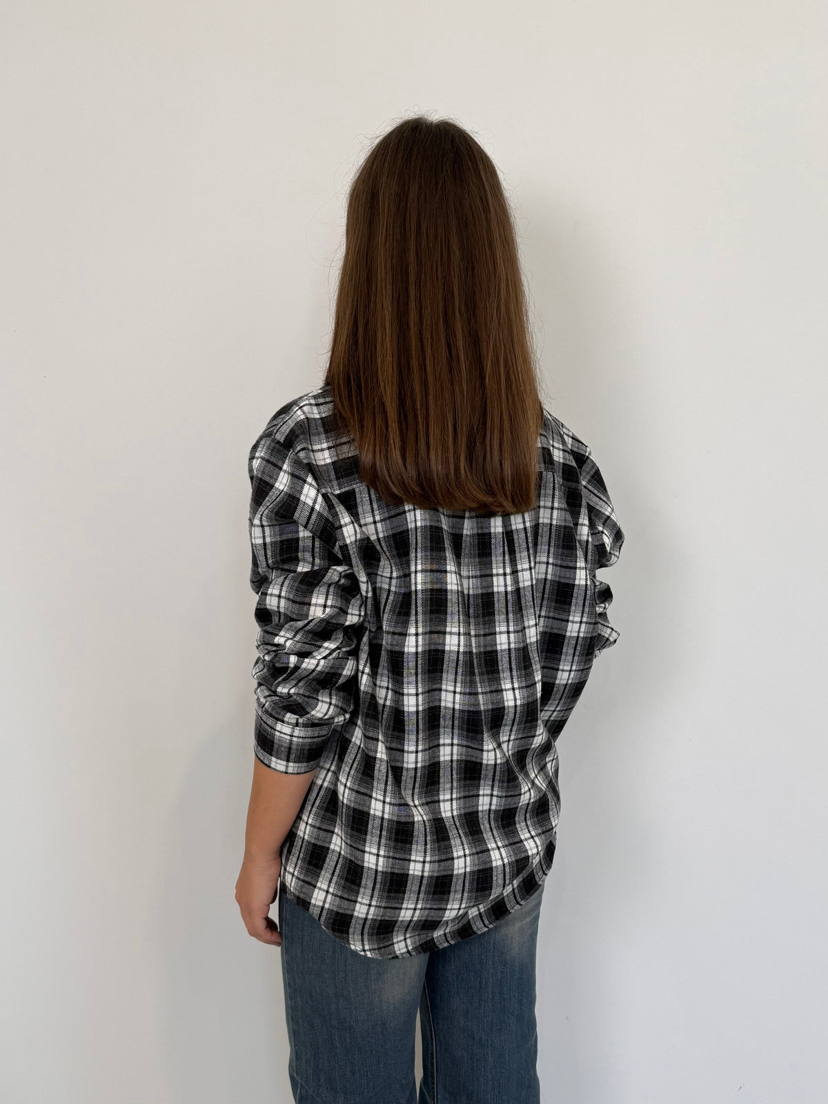 SusyMix - Camicia check nera con tasca paillettes