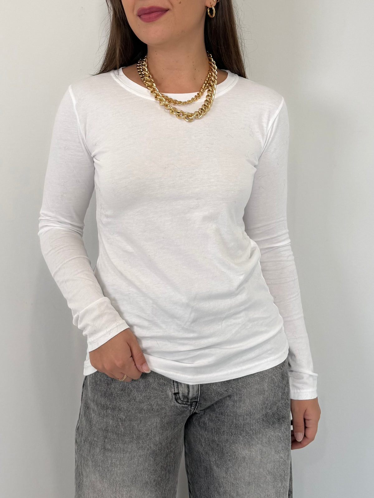SusyMix - Maglia slim manica lunga bianca