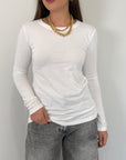 SusyMix - Maglia slim manica lunga bianca