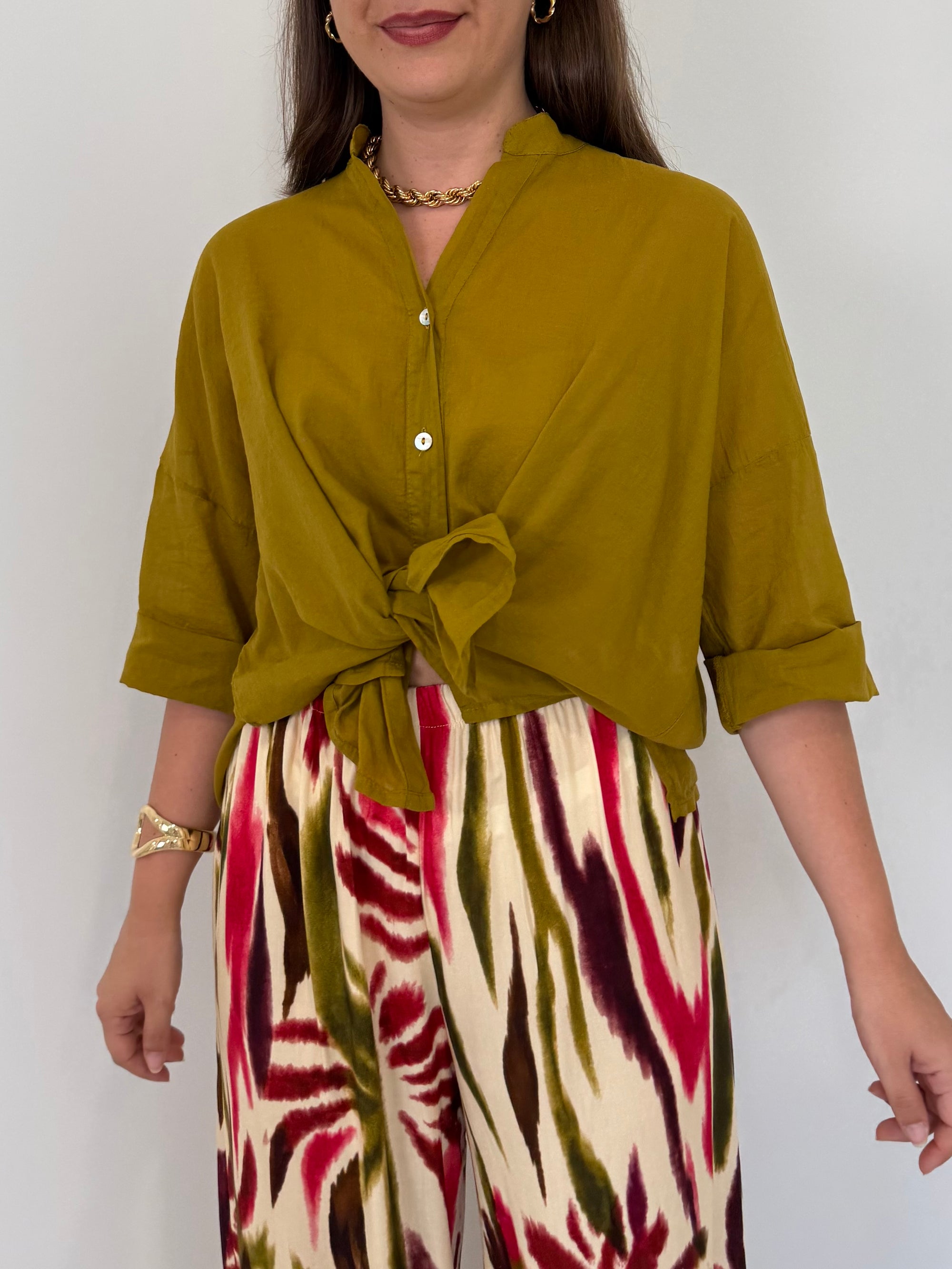 Haveone - Camicia in mussola di cotone olio
