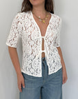 Haveone - Maglia con fiocchi in crochet bianca