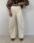 Tensione In - Pantalone barrel panna