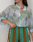Haveone - Camicia con palme celeste