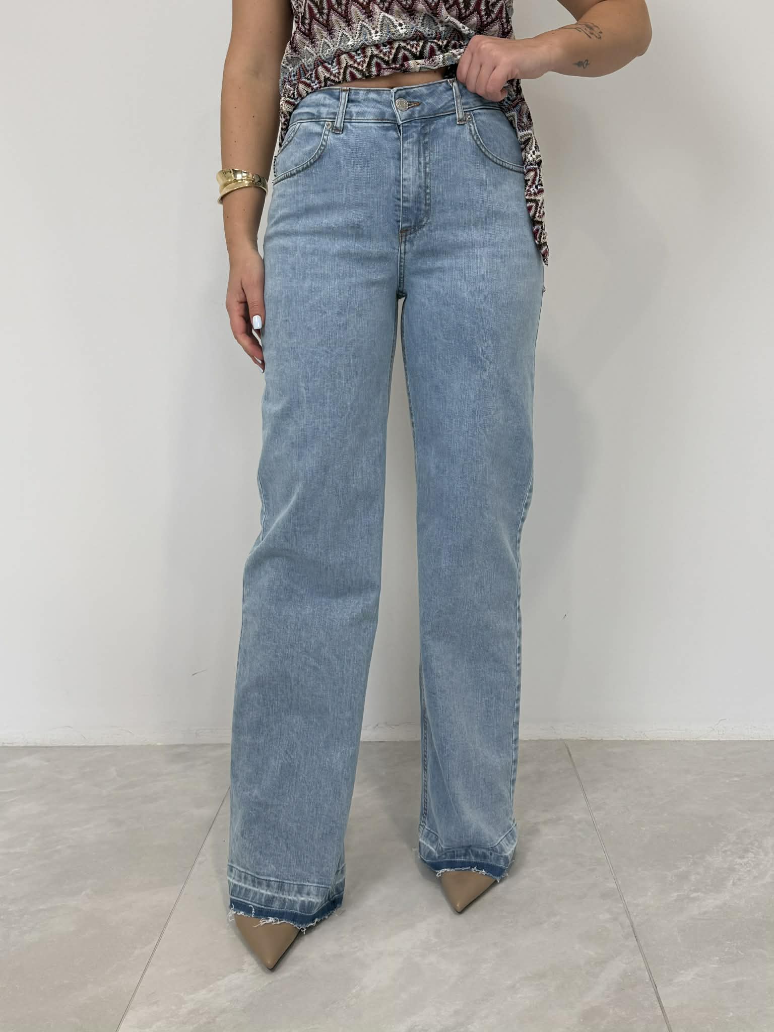 Haveone - Jeans Emma orlo scucito lav. chiaro