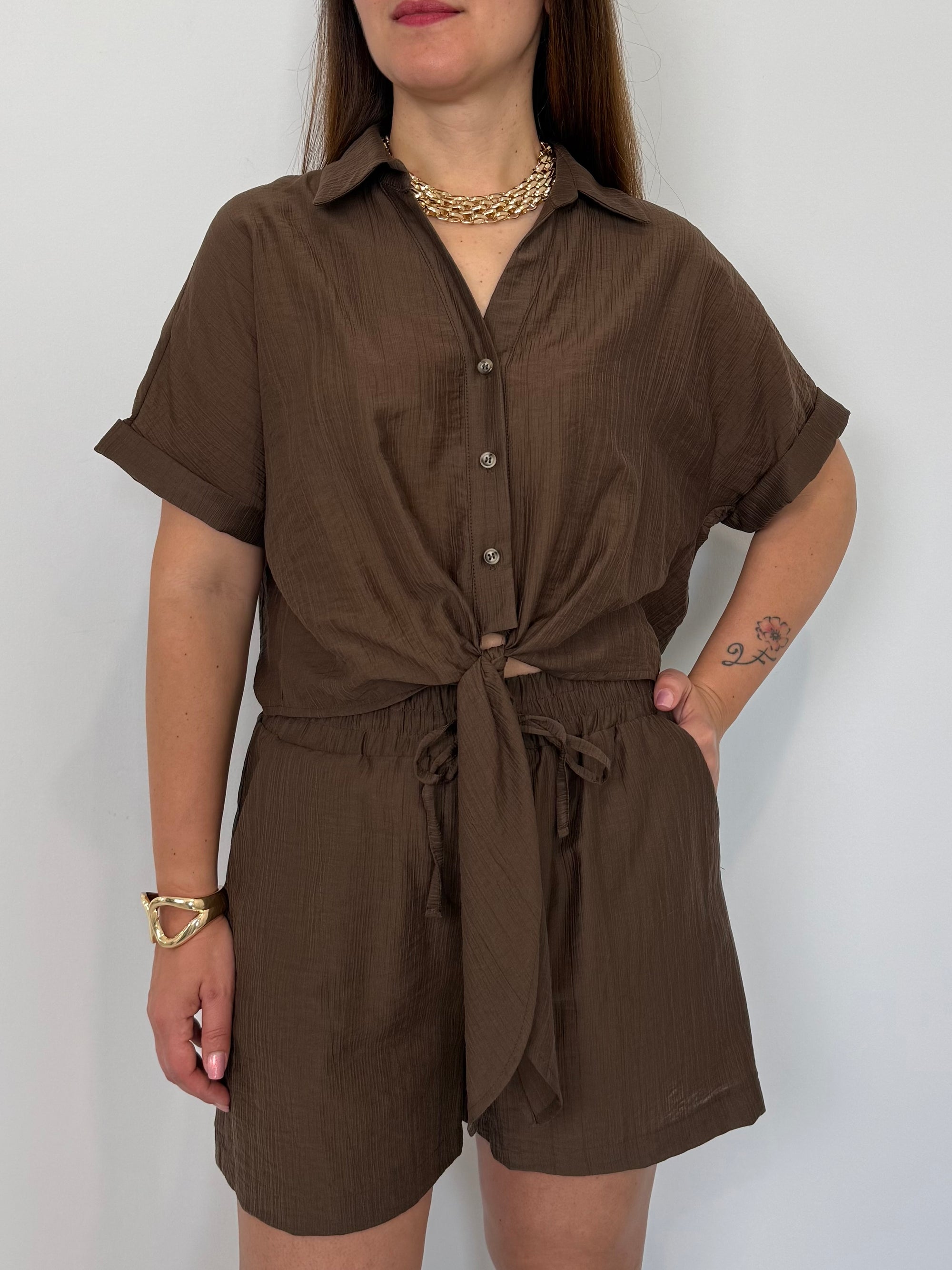 Haveone - Short goffrato moro