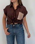 SusyMix - Camicia con tasca paillettes moro