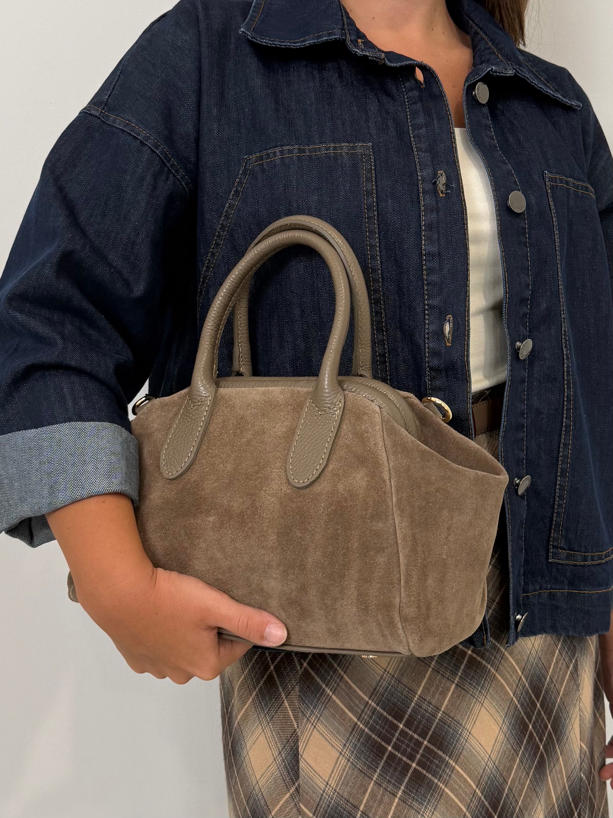 Civico23 - Borsa pasticcino in vera pelle taupe