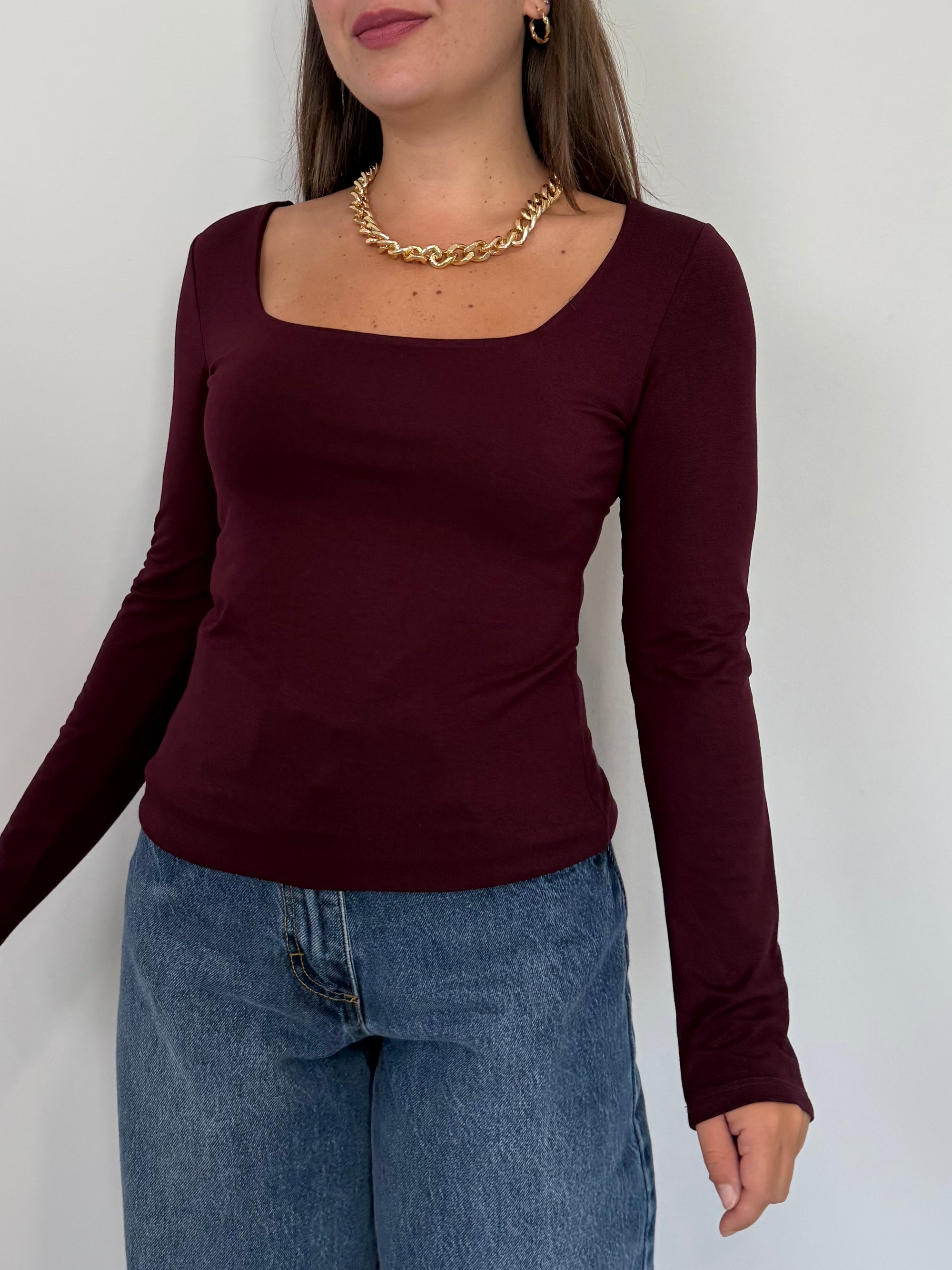 Civico23 - Maglia scollo quadrato bordeaux