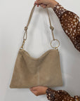 Civico23 - Tracolla anello in vera pelle beige
