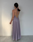 SusyMix - Abito fazzoletto righe azzurro e viola