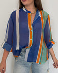 Haveone - Camicia righe asimmetriche blu