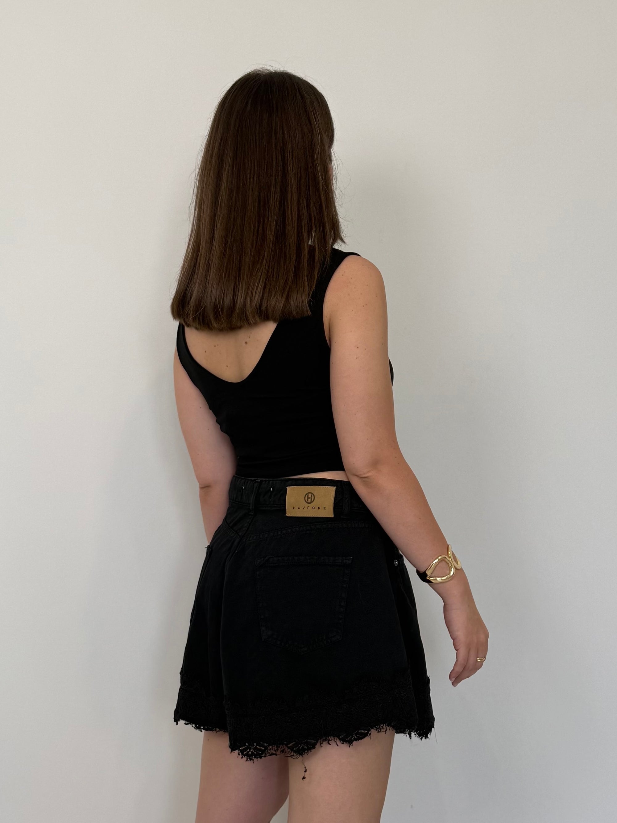 Haveone - Short Ivy farfalla nero con pizzo