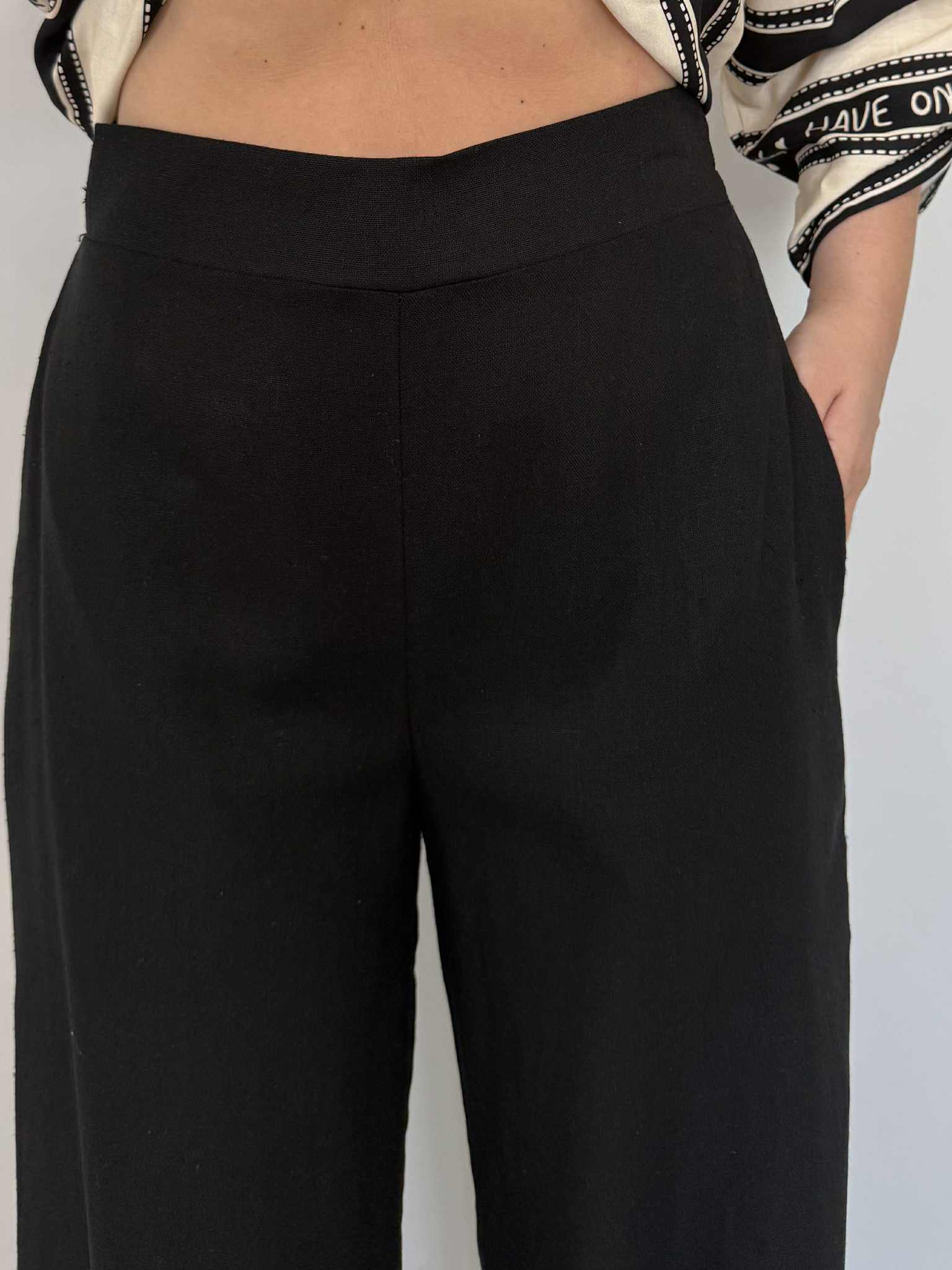Haveone - Pantalone lino nero