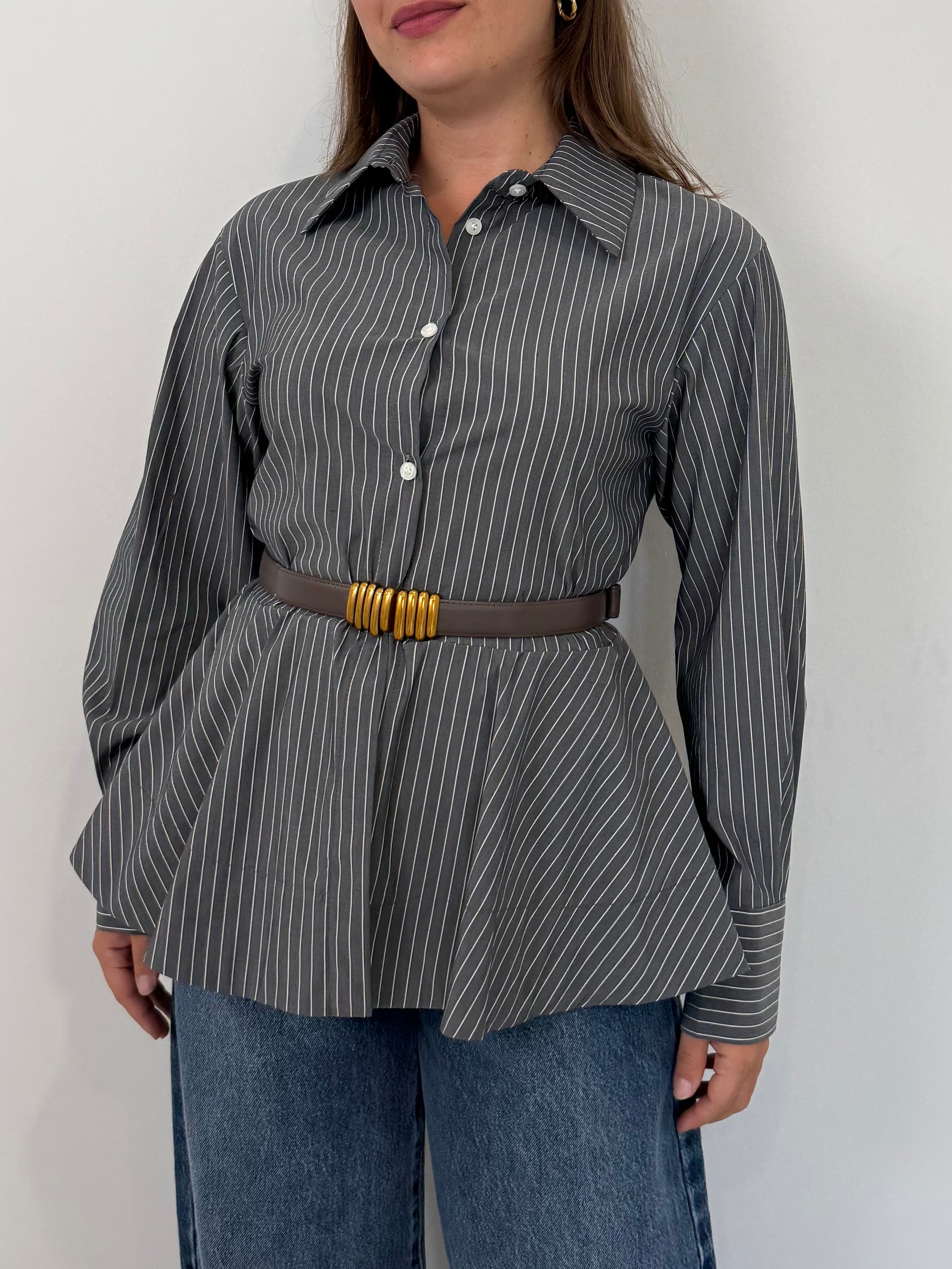 SusyMix - Camicia bacchette peplum grigia