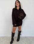 Tensione In - Abito stile camicia con manica svasata moro