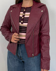 SusyMix - Giubbino slim in ecopelle bordeaux