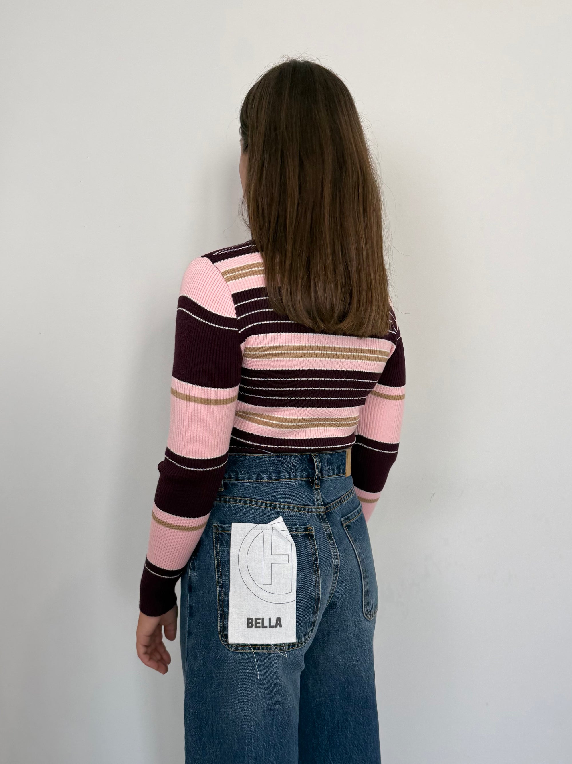 Civico23 - Body in maglia a righe vino
