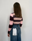 Civico23 - Body in maglia a righe vino