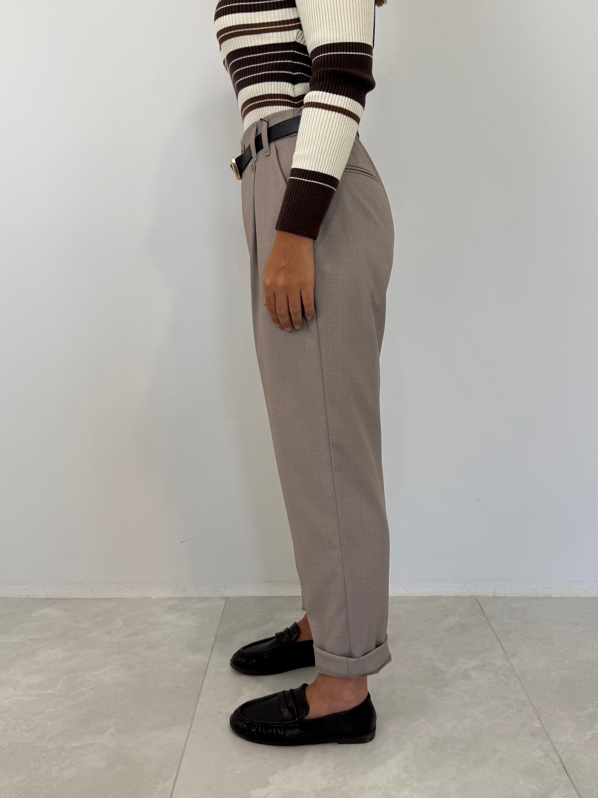 Dixie - Pantalone Office con pence taupe