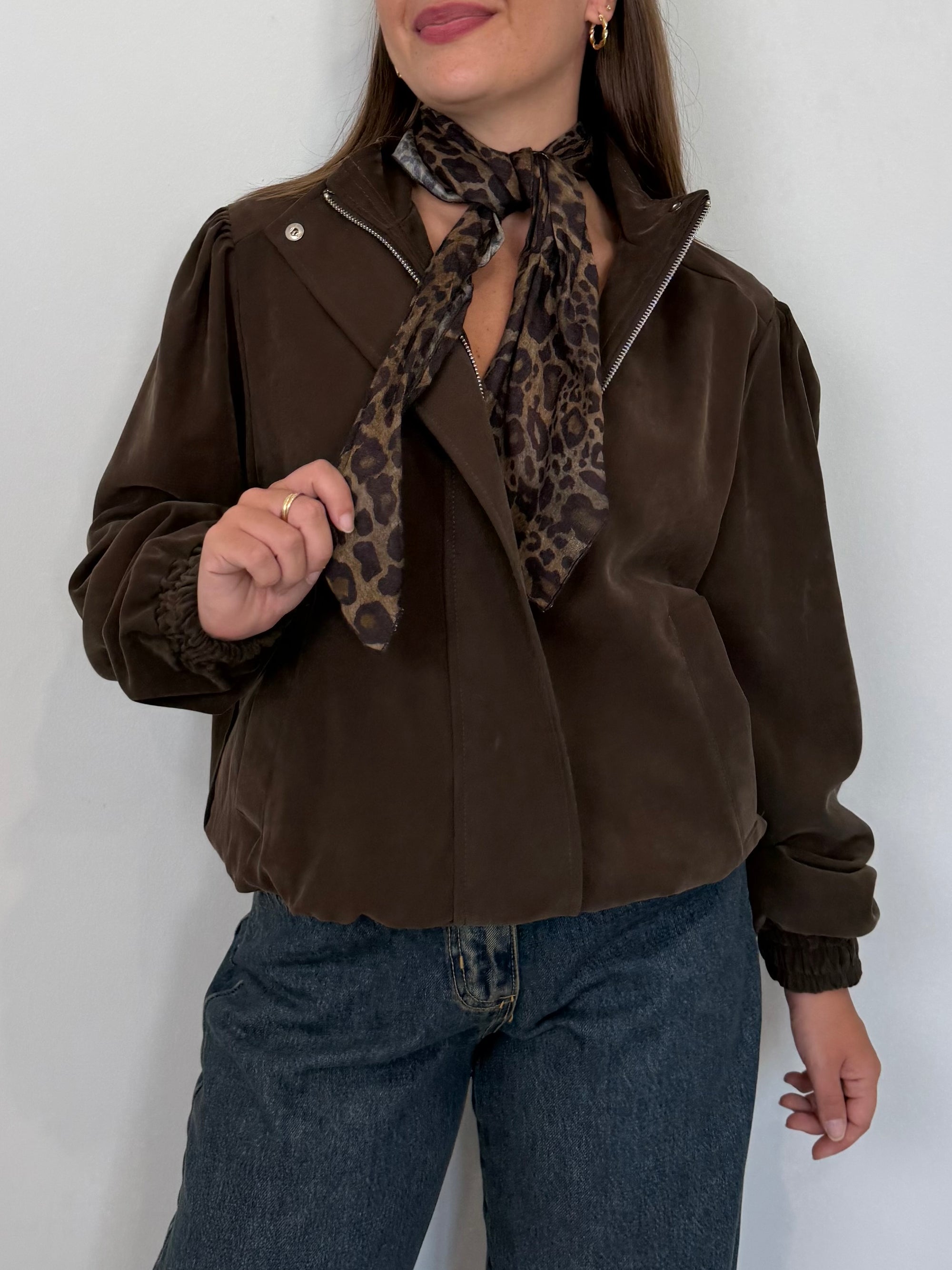 SusyMix - Bomber in cupro con foulard