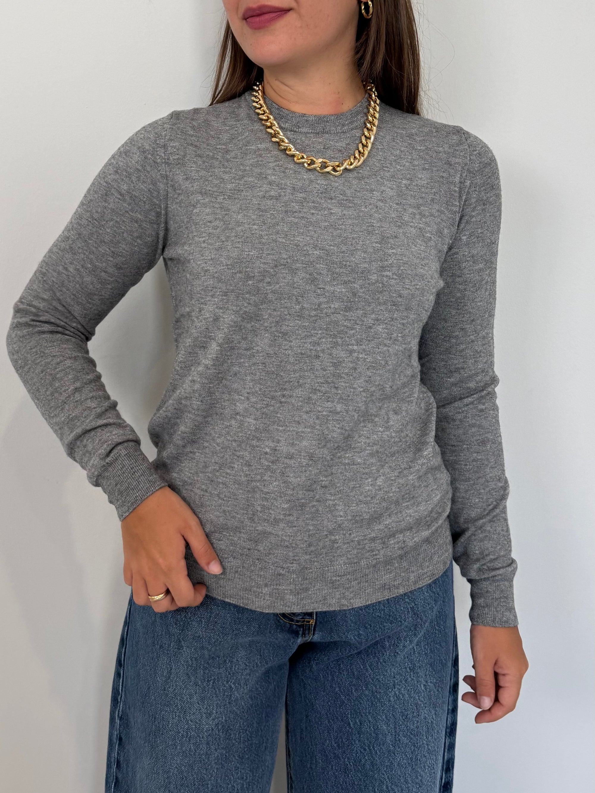 Haveone - Maglioncino basic girocollo grigio