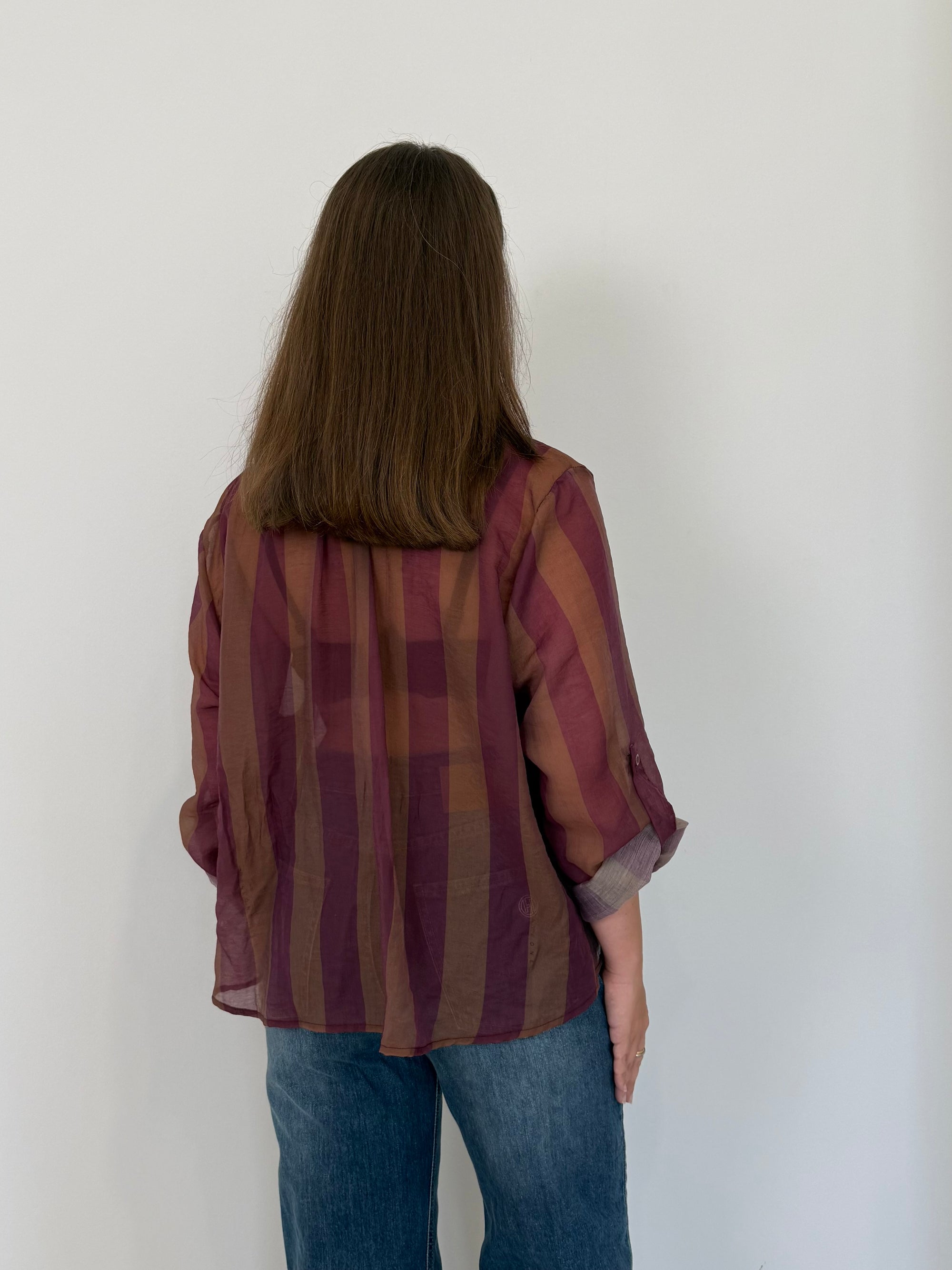 Haveone - Camicia righe larghe viola tabacco