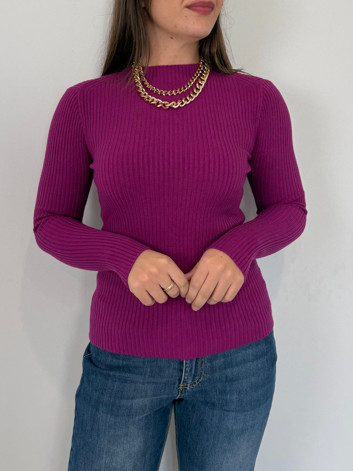SusyMix - Lupetto a costine magenta