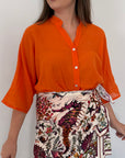 Tensione in - Camicia in mussola di cotone papaya