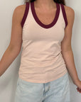 SusyMix - Canotta rosa con contrasto bordeaux