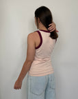 SusyMix - Canotta rosa con contrasto bordeaux