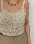 Haveone - Top corto in pizzo e paillettes