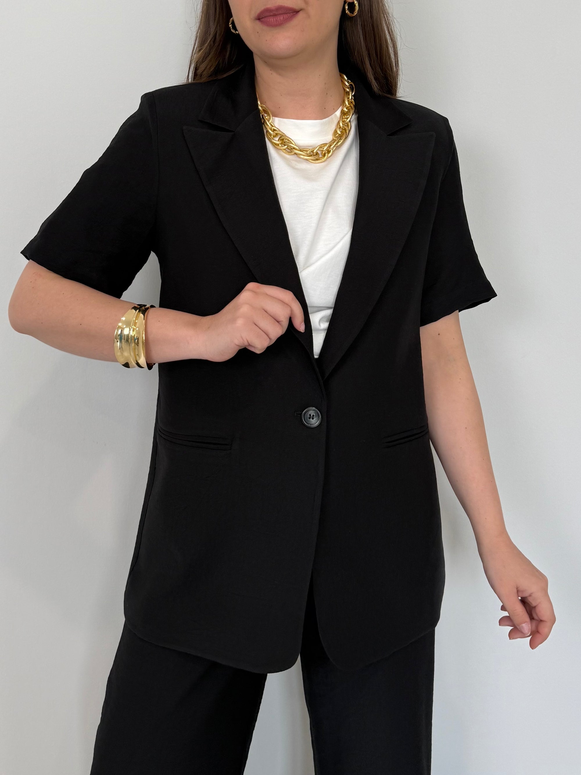 Haveone - Giacca mezza manica easy nero