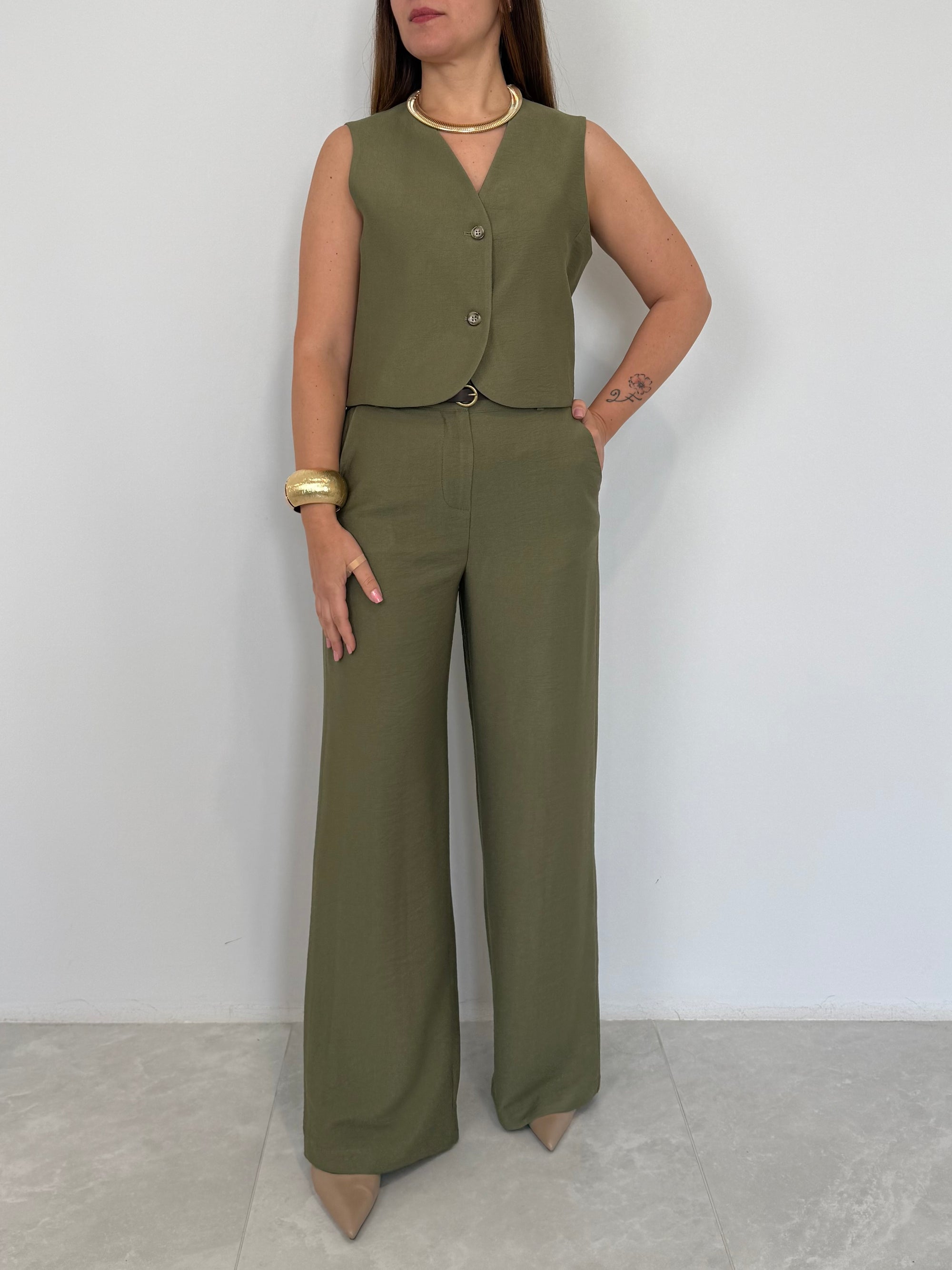 Haveone - Pantalone easy verde