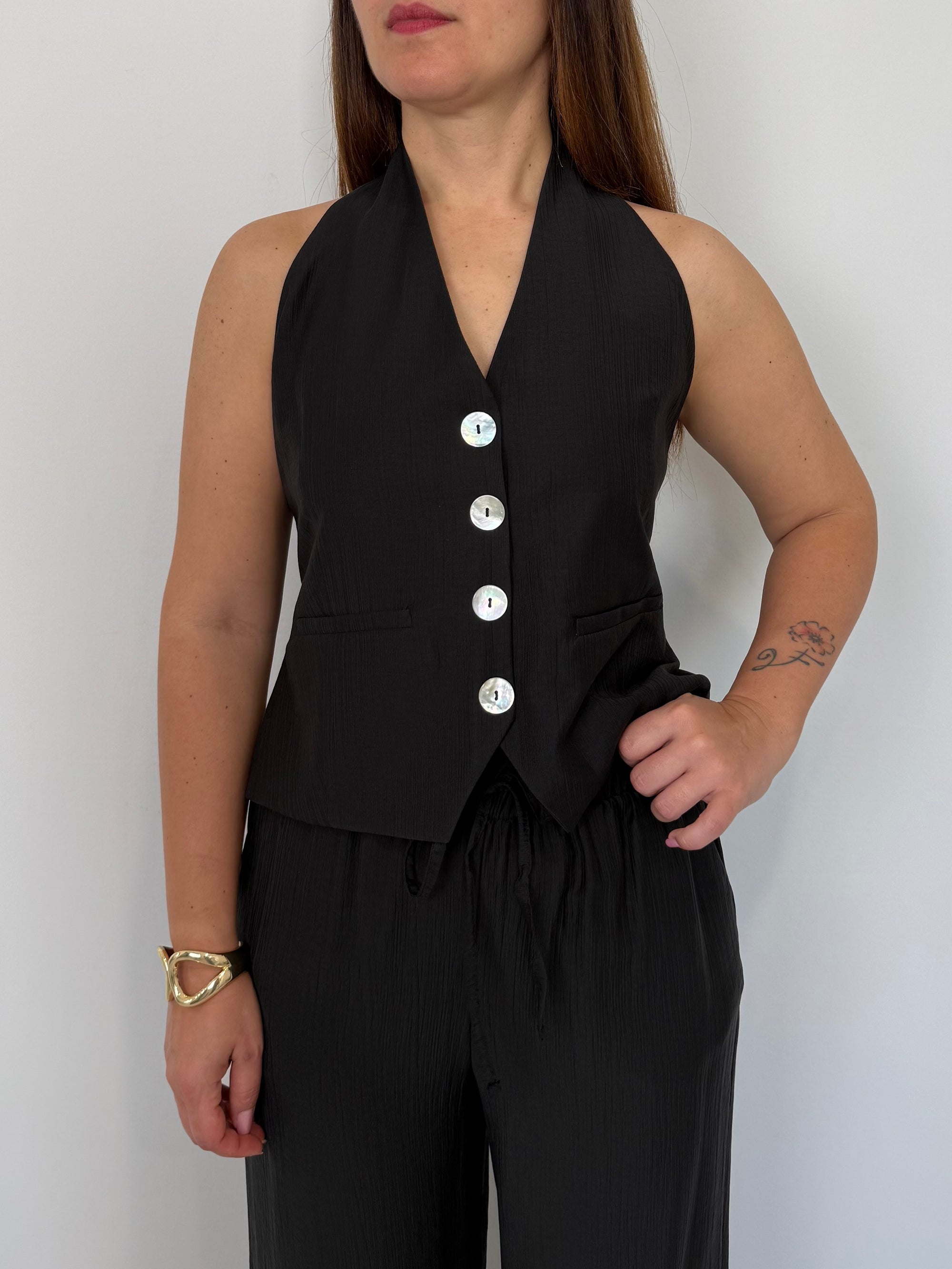 Haveone - Gilet goffrato nero