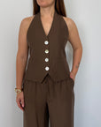 Haveone - Gilet goffrato moro