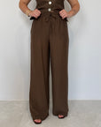 Haveone - Pantalone goffrato moro